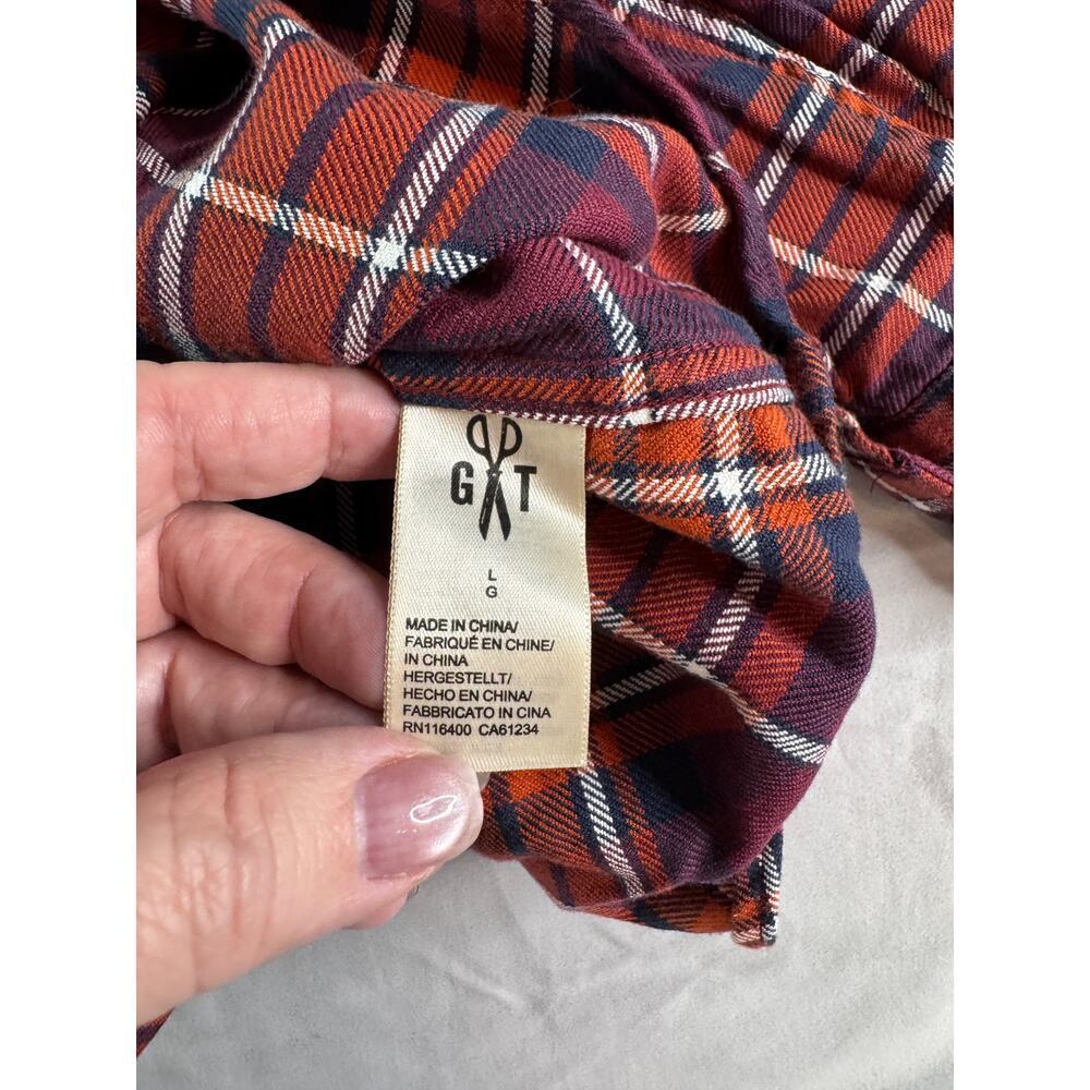 Goodthreads Flannel Shirt Men’s Large Red Plaid 100% Cotton Button Up Casual - Picture 5 of 8